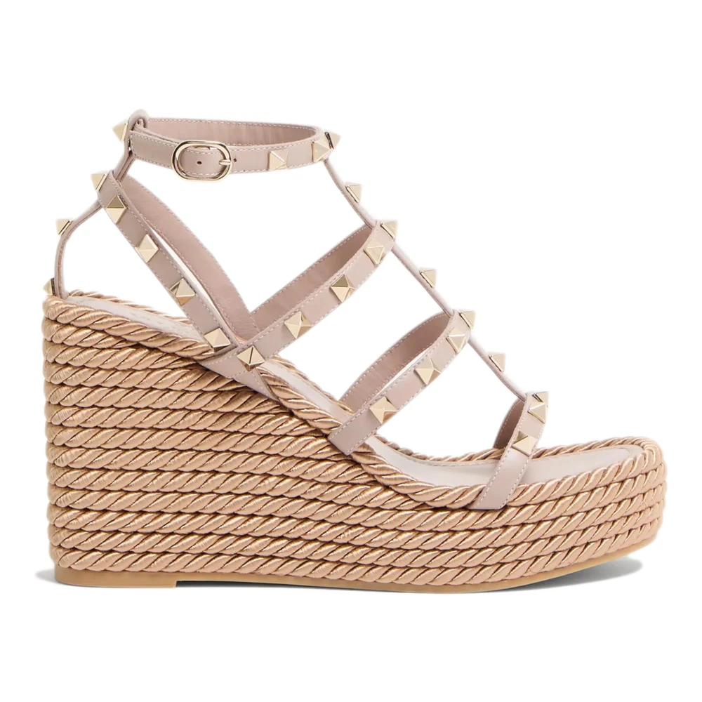 Valentino Garavani Women's Brown Rockstud Wedge Sandal