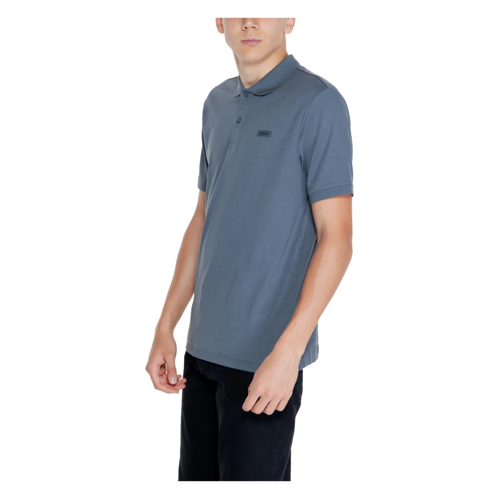 Calvin Klein Grijze Katoenen Polo met knoopsluiting Blue Heren