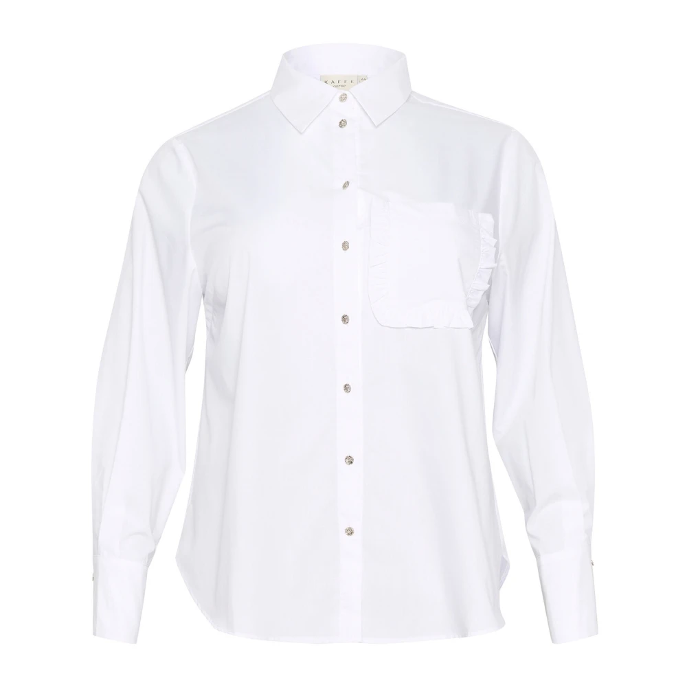 Kaffe Curve Witte Optische Blouse met Ruchedetails White Dames