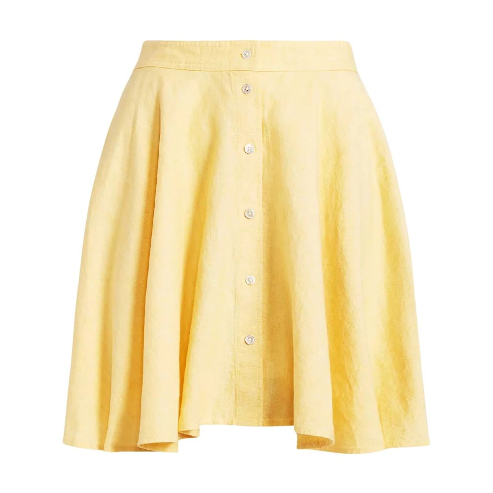 Ralph Lauren Linne kjol knäppt Yellow, Dam