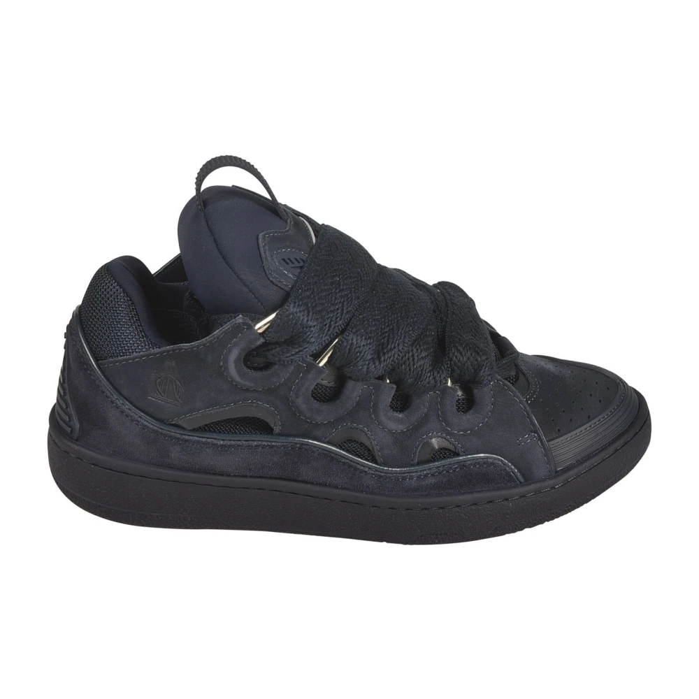 Lanvin Leather Curb Sneakers Heren Schoenen Blauw