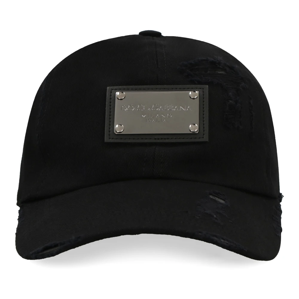 Dolce & Gabbana Logo baseball cap met verweerde details Black Heren