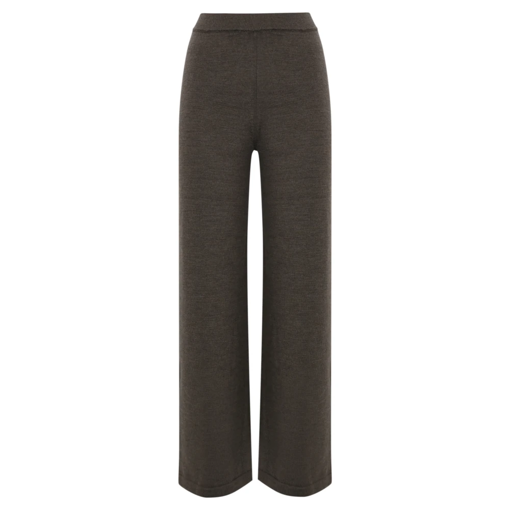 Max Mara Bruine Wol Straight Leg Broek Brown Dames