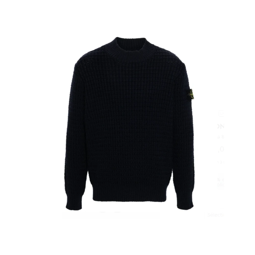Stone Island Navy Blauw Wollen Trui Black Heren