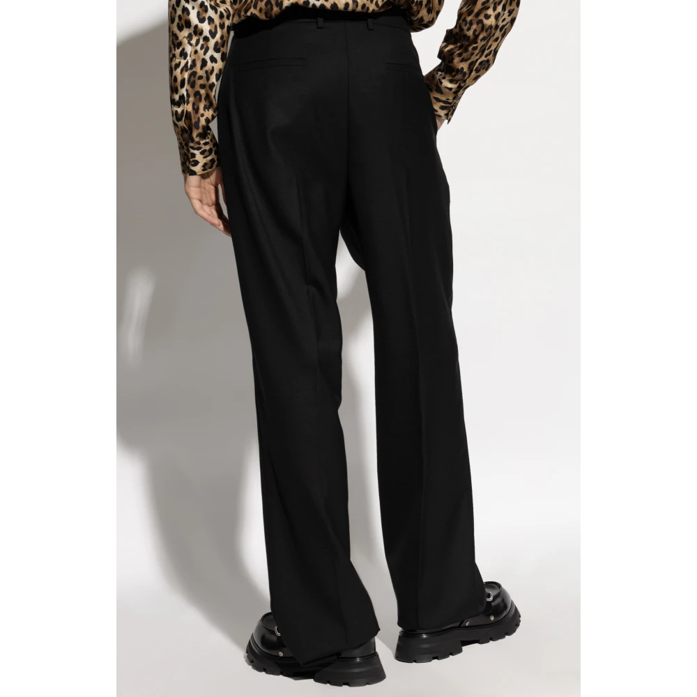 Moschino Wollen broek met vouw Black Heren
