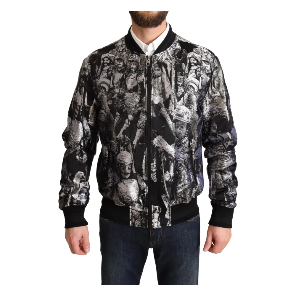 Dolce & Gabbana Black Silver Puppi Motive Bomber Jacket - IT50 | L - Image 3