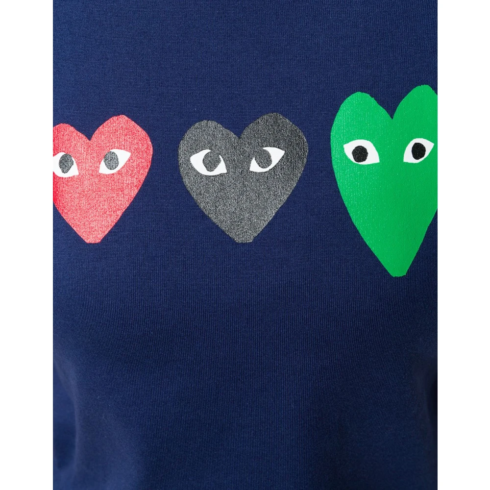 Comme des Garçons Hart Logo Navy T-Shirt 100% Katoen Blue Dames