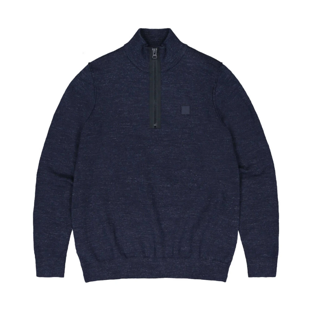 Butcher of Blue Blauwe Pullover Lt Clifden Half Zip Blue Heren