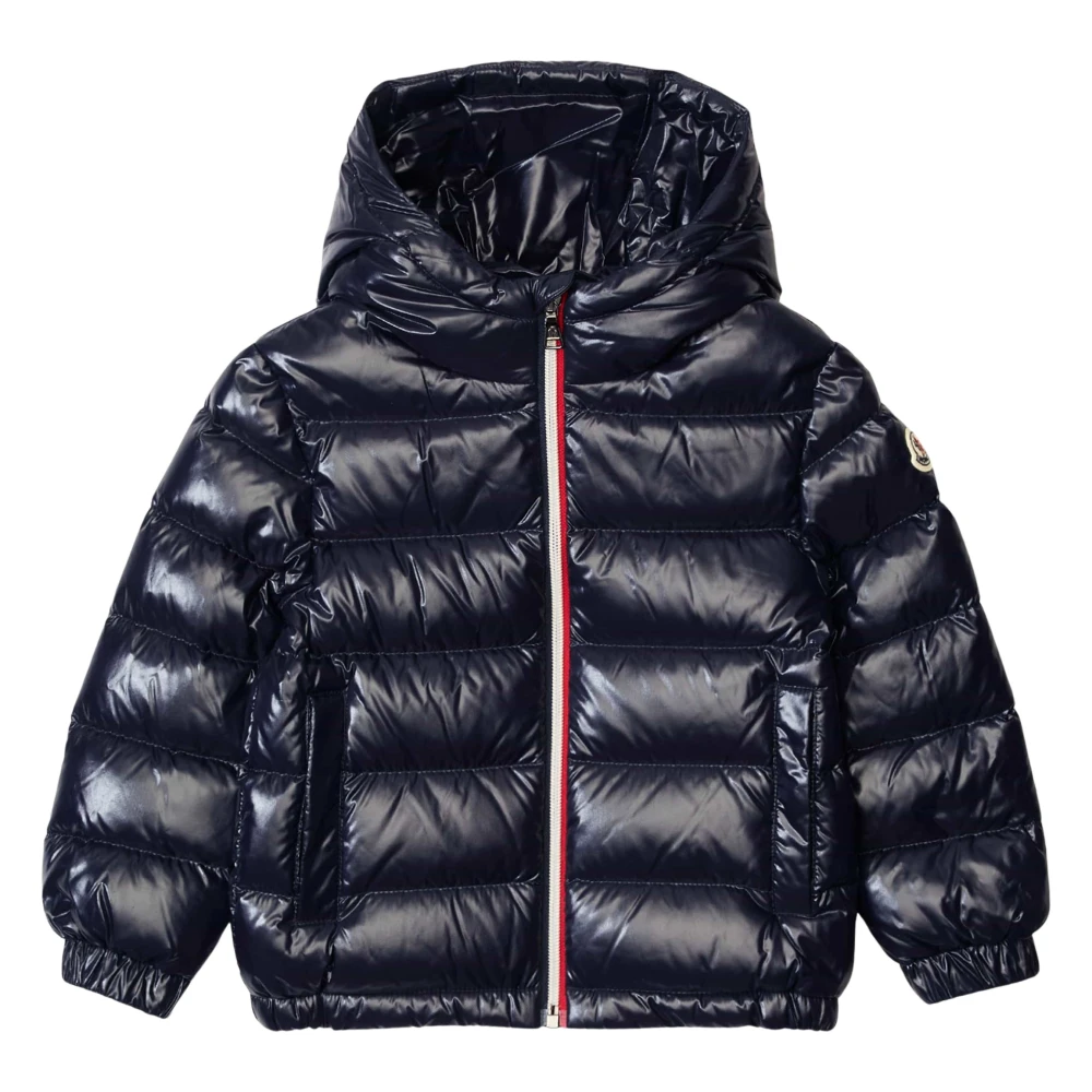 Moncler Blue Winter Jackets, Unisex, 8 Y, New Aubert Down Jacket