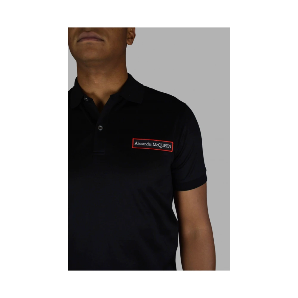 alexander mcqueen Zwart Polo Shirt met Logo Patch Black Heren