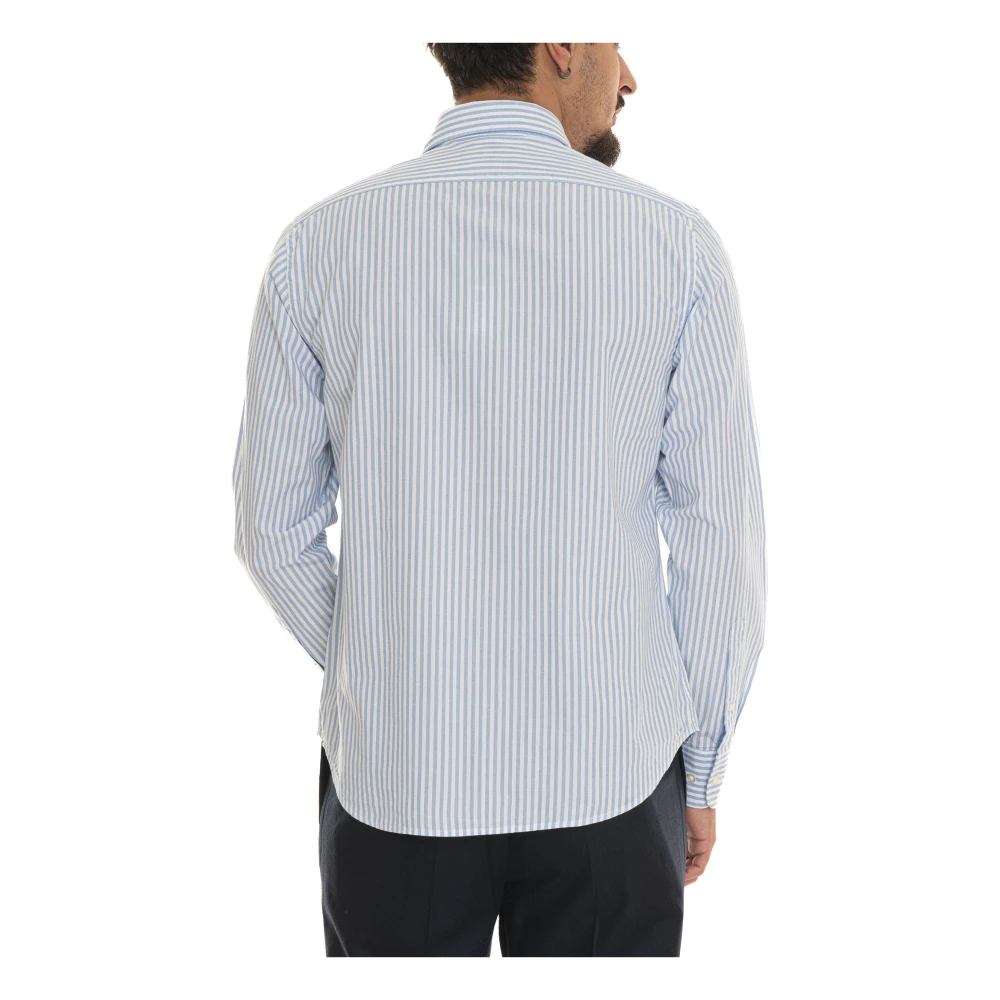 LA MARTINA Gestreept shirt met lange mouwen en Franse hals Blue Heren
