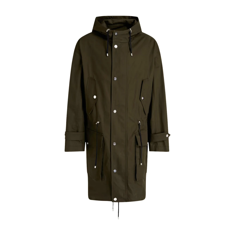 Balmain Army Green Fishtail Parka Jas Green Heren