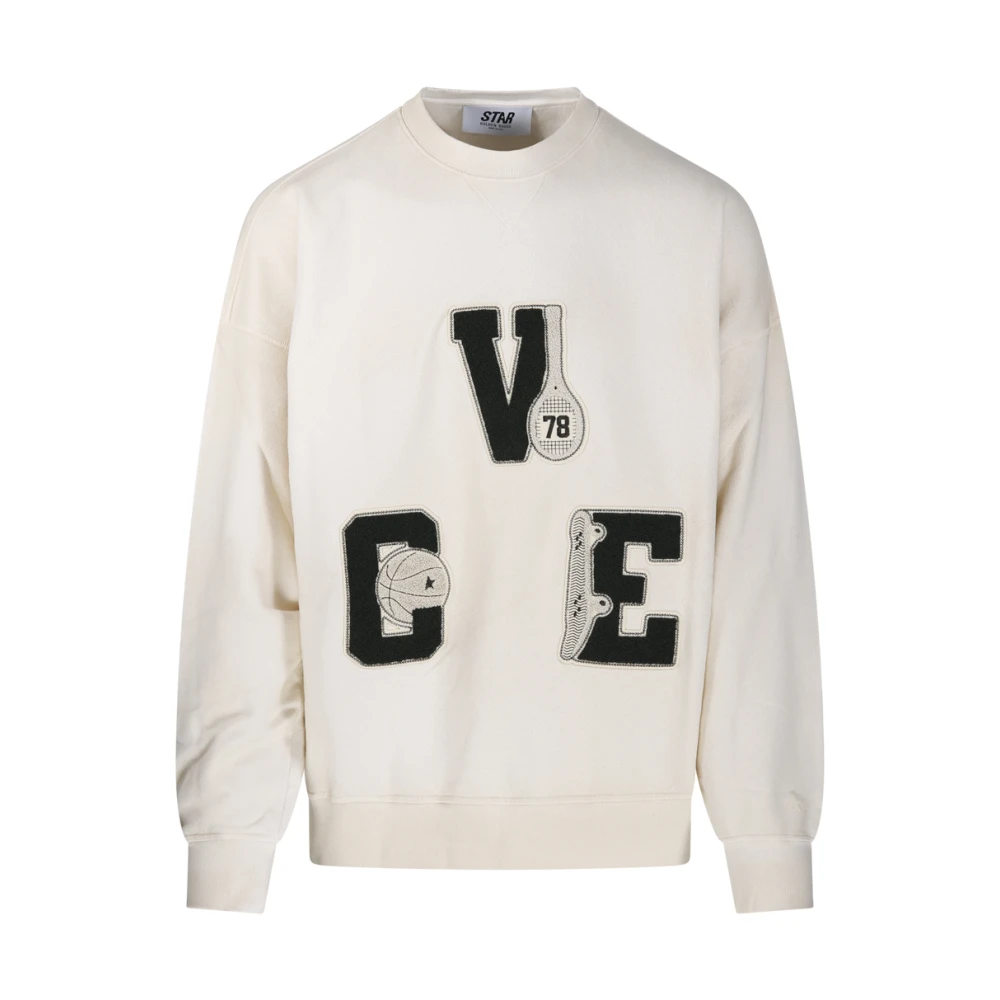 Golden Goose Men's Beige Sweatshirts, L, Star Boxy Crewneck Sweatshirt