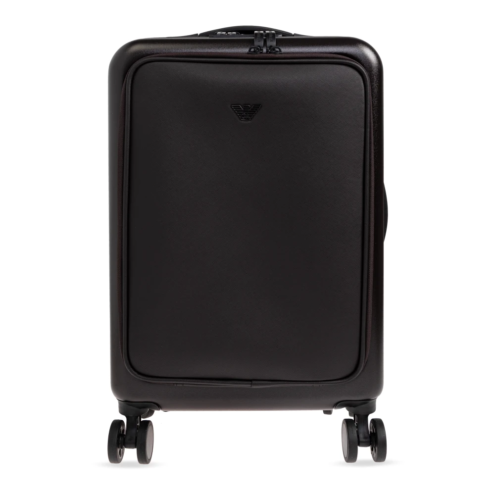 Emporio Armani Herren Schwarz Abs-Trolley Mit Saffiano-Details Und Adler-Platte