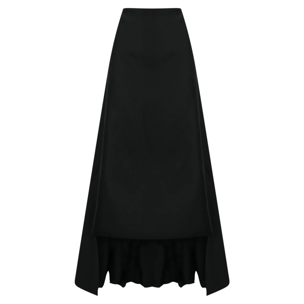 Philosophy di Lorenzo Serafini Svart Satin Asymmetrisk Draperad Kjol Black, Dam