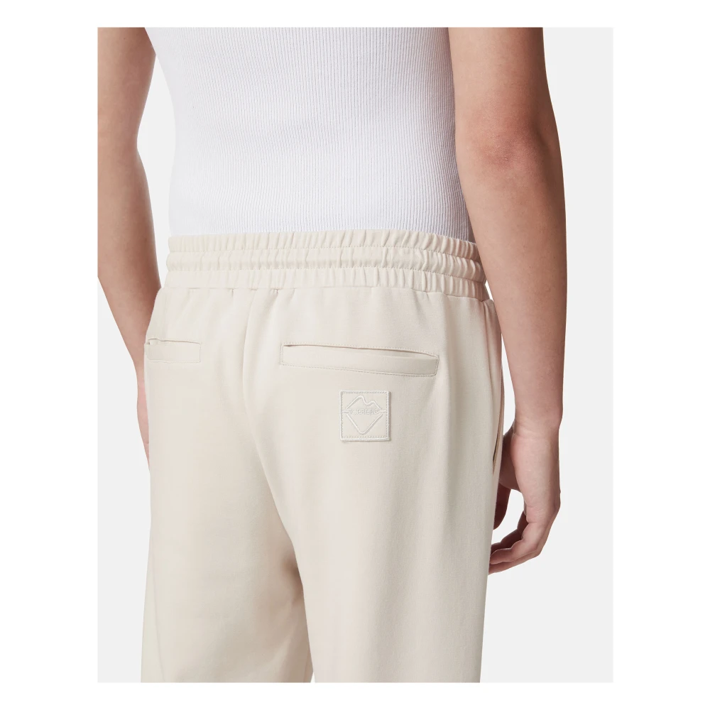 Iceberg Stoffige witte broek in scuba-effect fleece met logopatch Beige Heren
