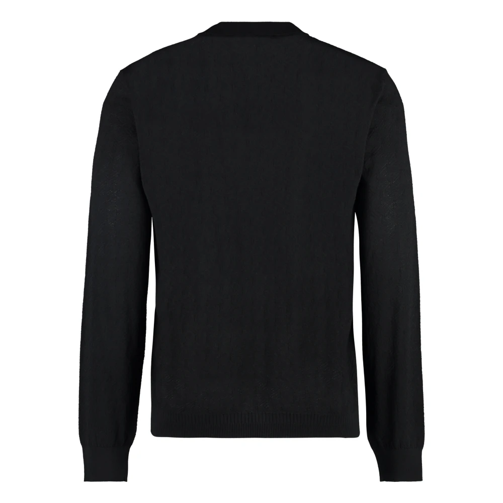 Versace Trui van zijde en katoen met geribbelde details Black Heren