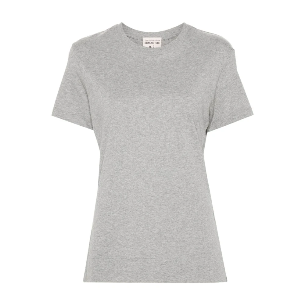 Semicouture Jersey Katoenen T-shirt met Logo Gray Dames
