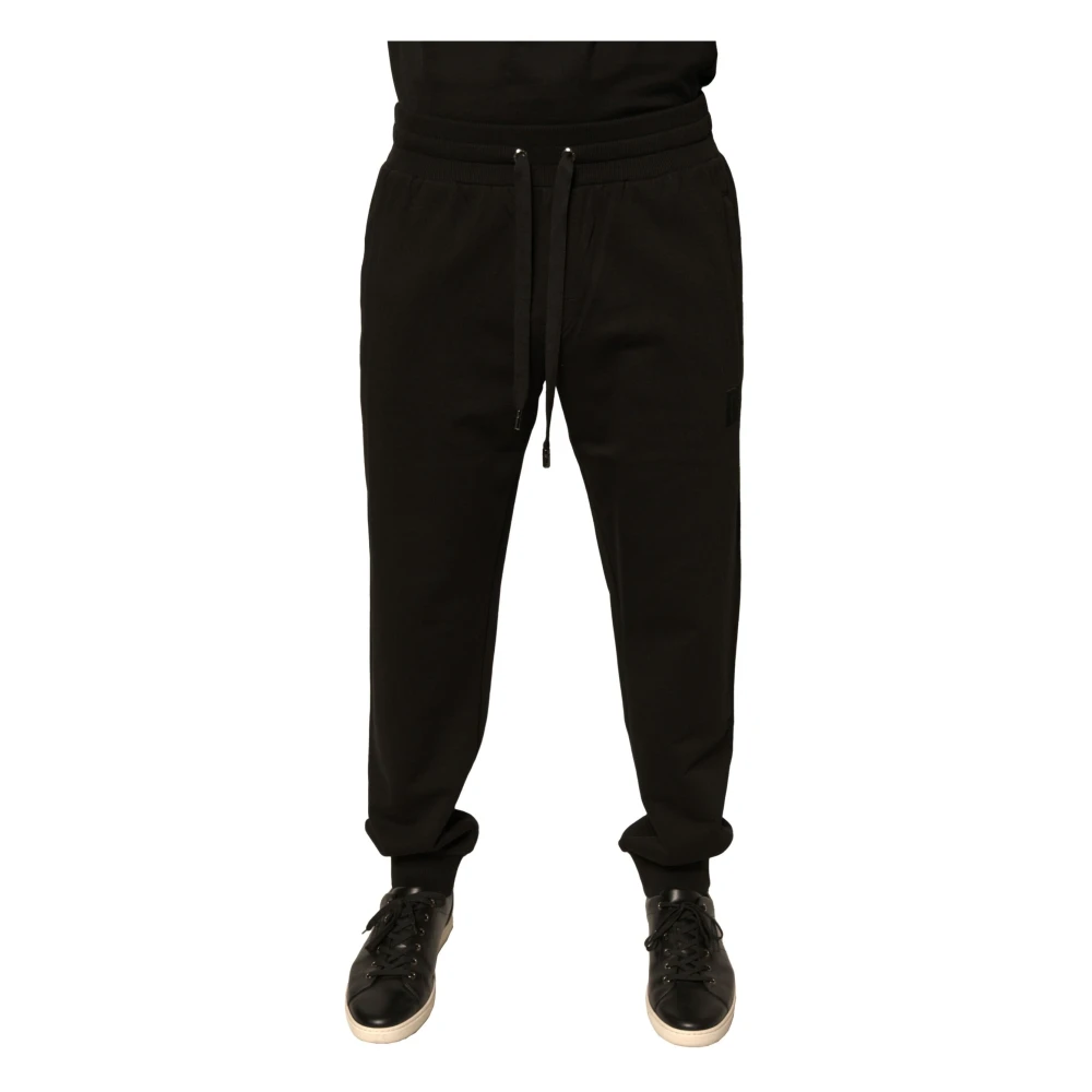 Dolce & Gabbana Zwarte Katoenen Jogger Sweatpants met Logo Black Heren