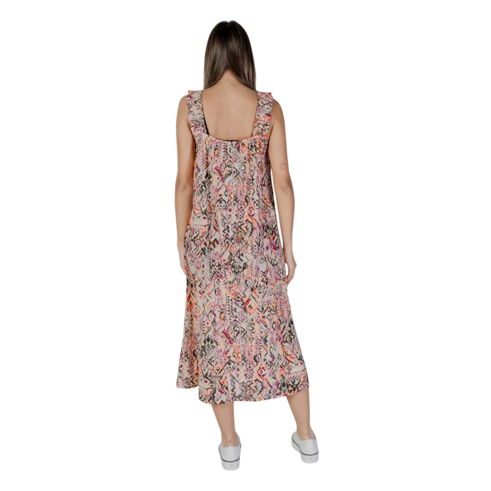 b.Young Roze Bedrukte Zomerjurk met Bandjes Multicolor Dames