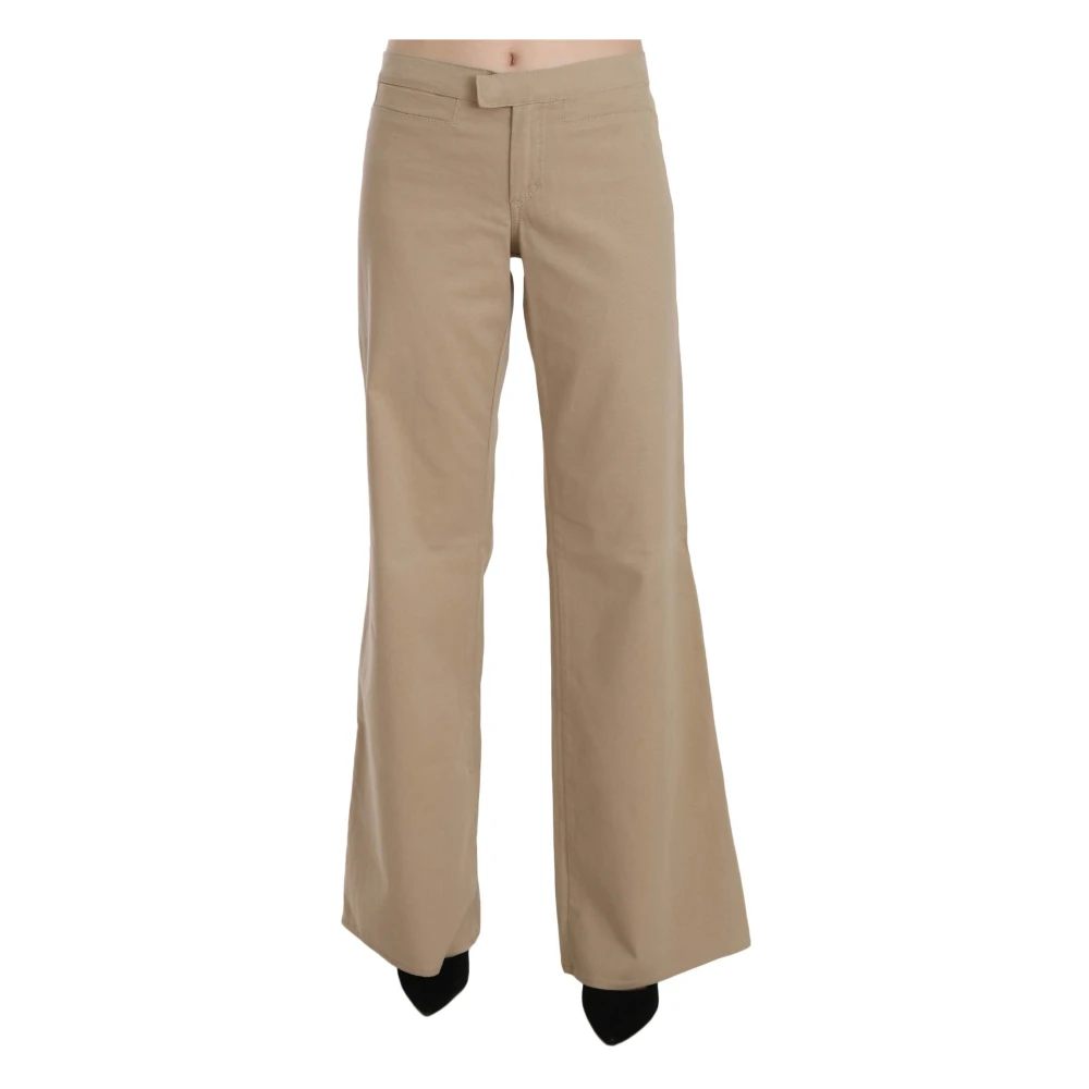 Just Cavalli Women's Beige Wide Trousers, L, Elegant Flared Luxury Trousers