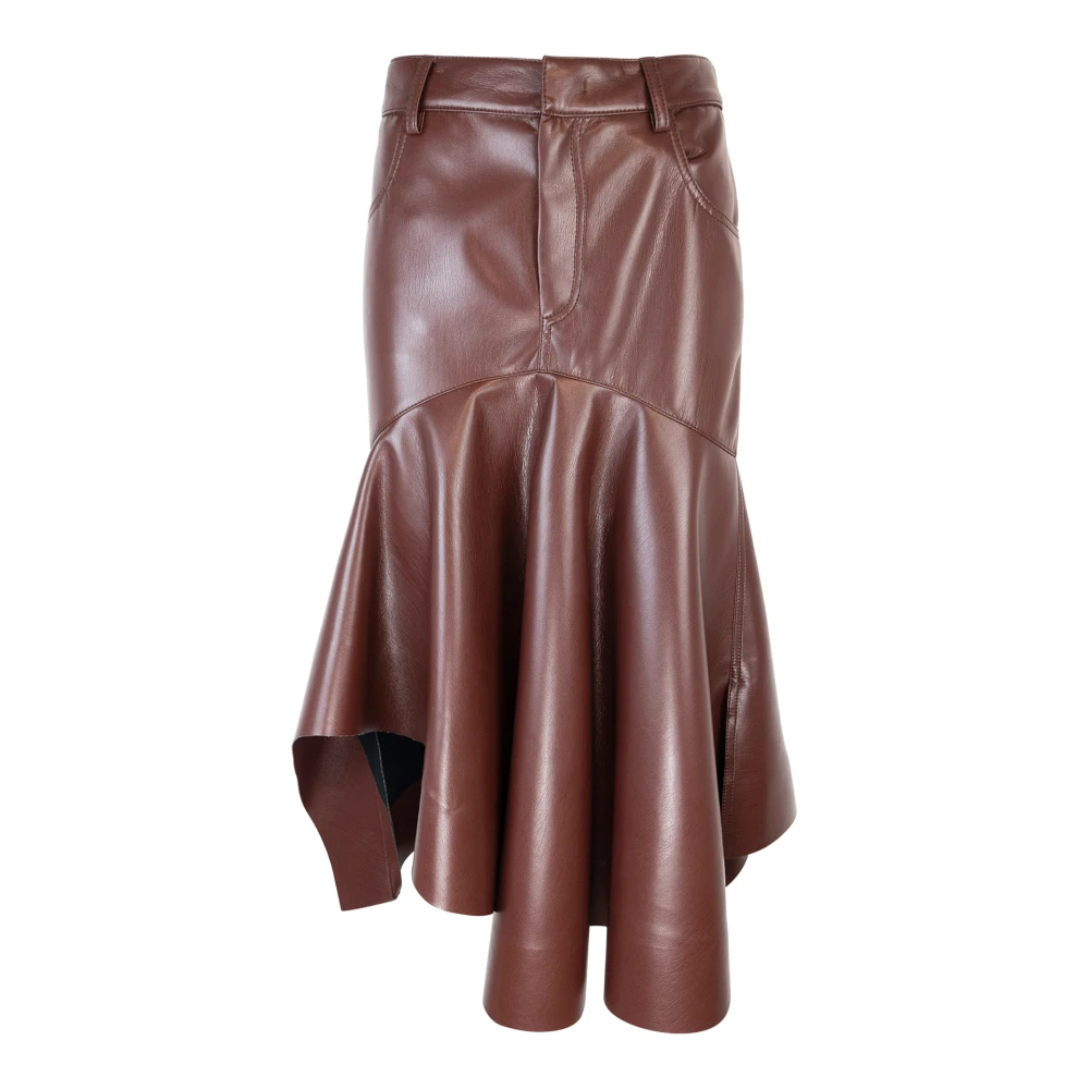 Philosophy di Lorenzo Serafini Bruine Asymmetrische Ruffle Midi Rok Brown Dames