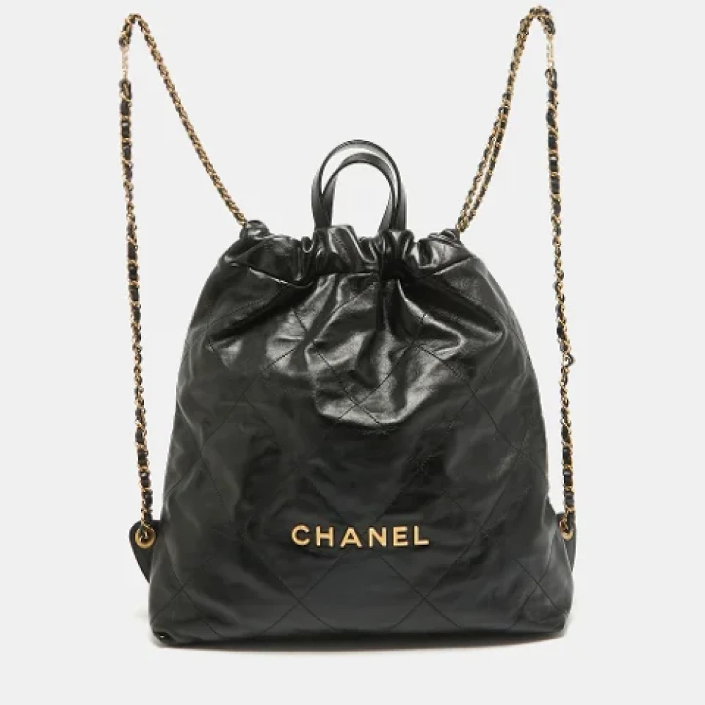 Chanel Vintage Pre-owned Leather backpacks Black Dames