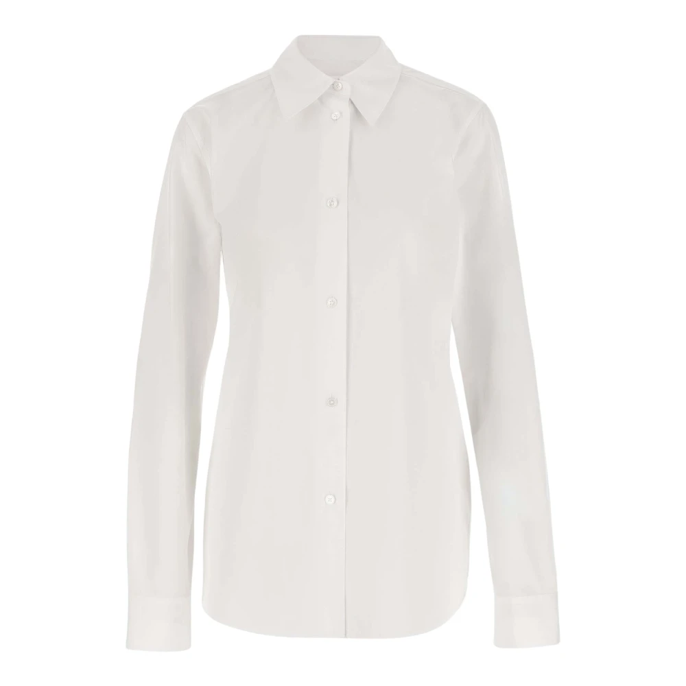 Jil Sander Women's White Shirts, S, Cotton Collar Long Sleeve Shirt