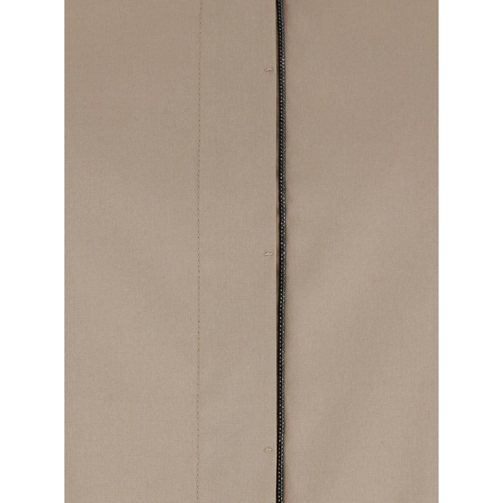 BRUNELLO CUCINELLI Beige Shirt met Klassieke Kraag Beige Dames