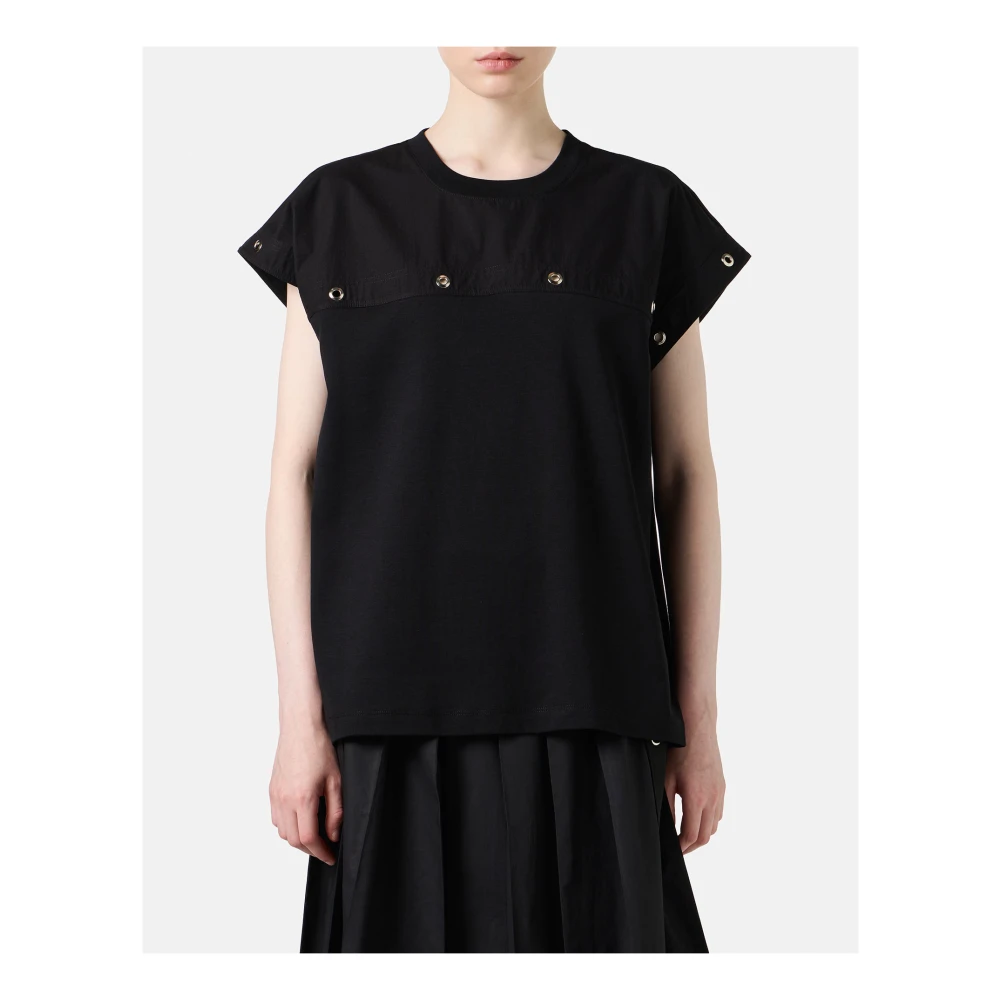 Iceberg Zwart T-shirt van GOTS-gecertificeerde interlockstof Black Dames