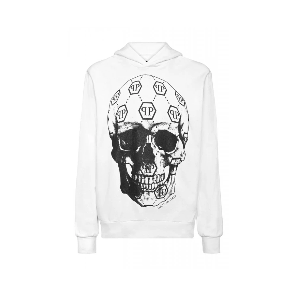 Philipp Plein Men's White Hoodie Sweatshirt Skull