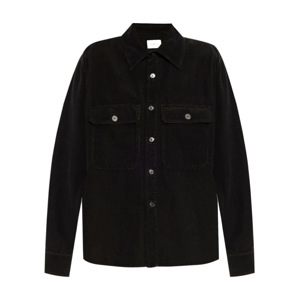 Saint Laurent Zwarte Katoenen Klassieke Kraag Shirt Black Dames