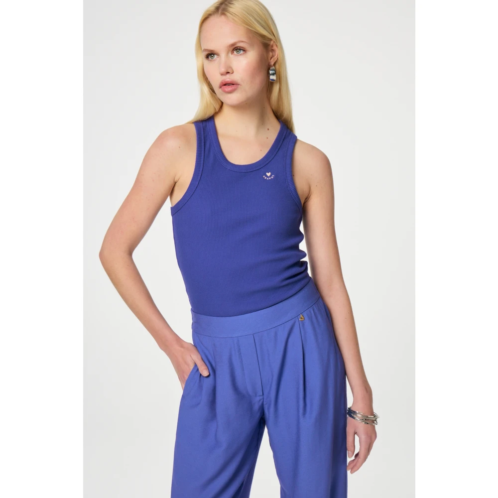 Fabienne Chapot Donkerblauwe Straight Fit Broek Blue Dames