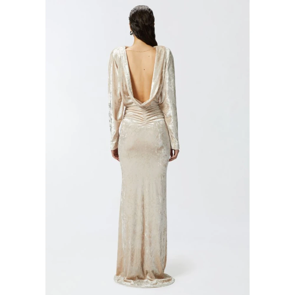 pinko Fluwelen Lange Jurk met Gedrapeerd Achterkant White Dames