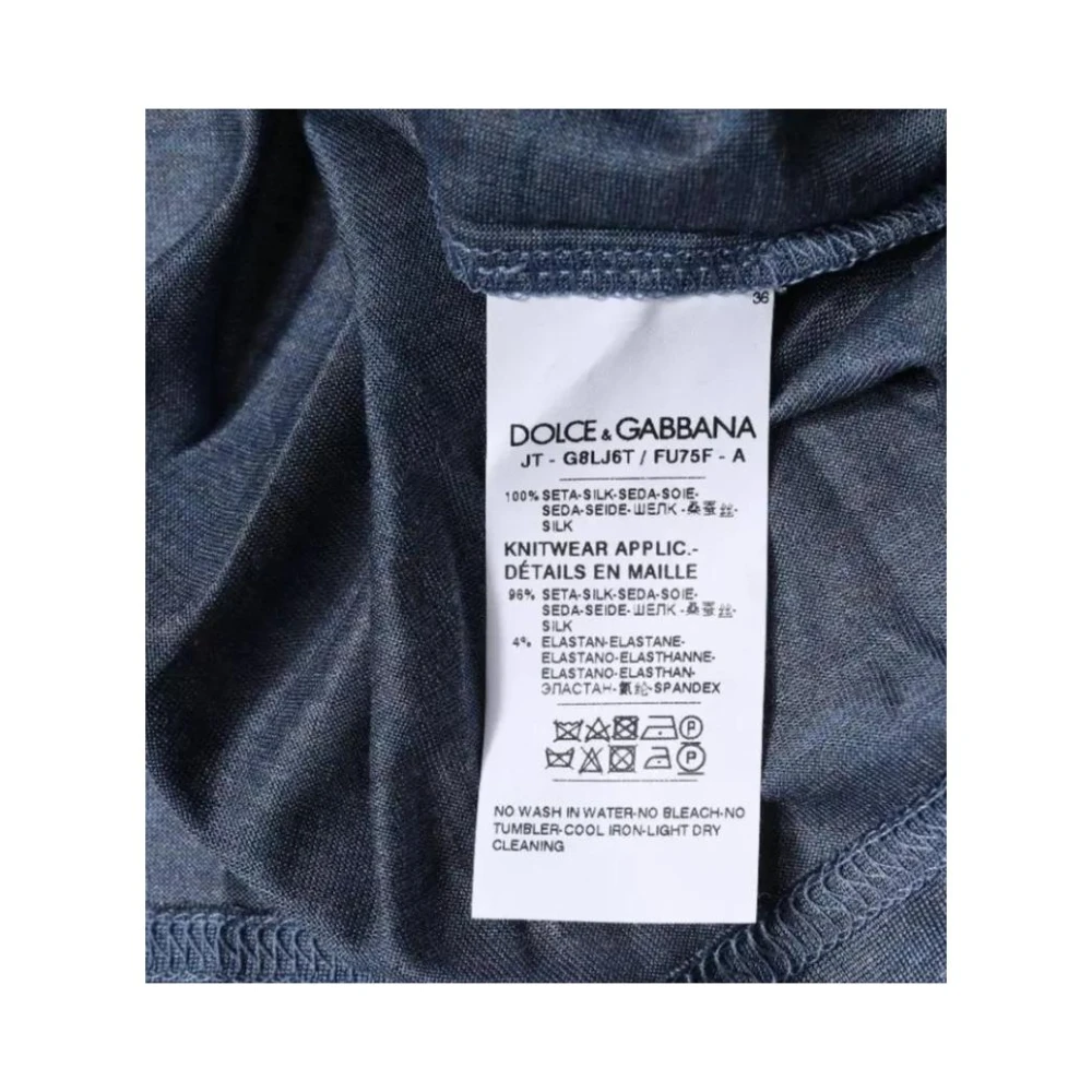 Dolce & Gabbana Luxe Blauwe Zijden Crew Neck T-Shirt Blue Heren