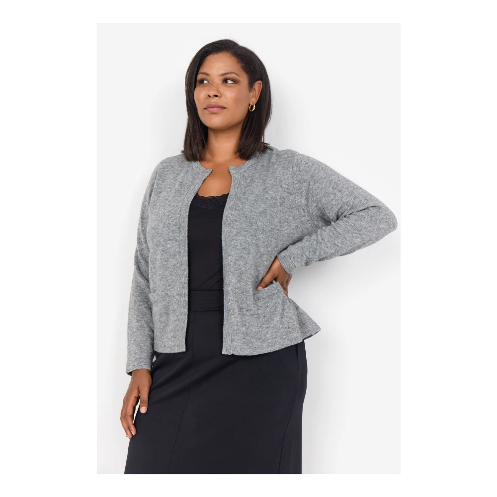 Soyaconcept Klassieke Gebreide Vest met Knoopsluiting Gray Dames