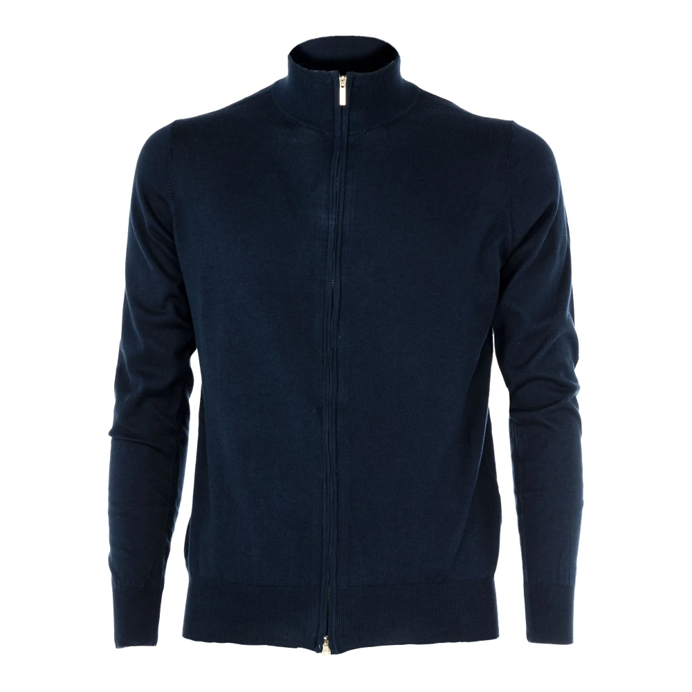 Cashmere Company Lichtgewicht Heren Trui met Rits Blue Heren