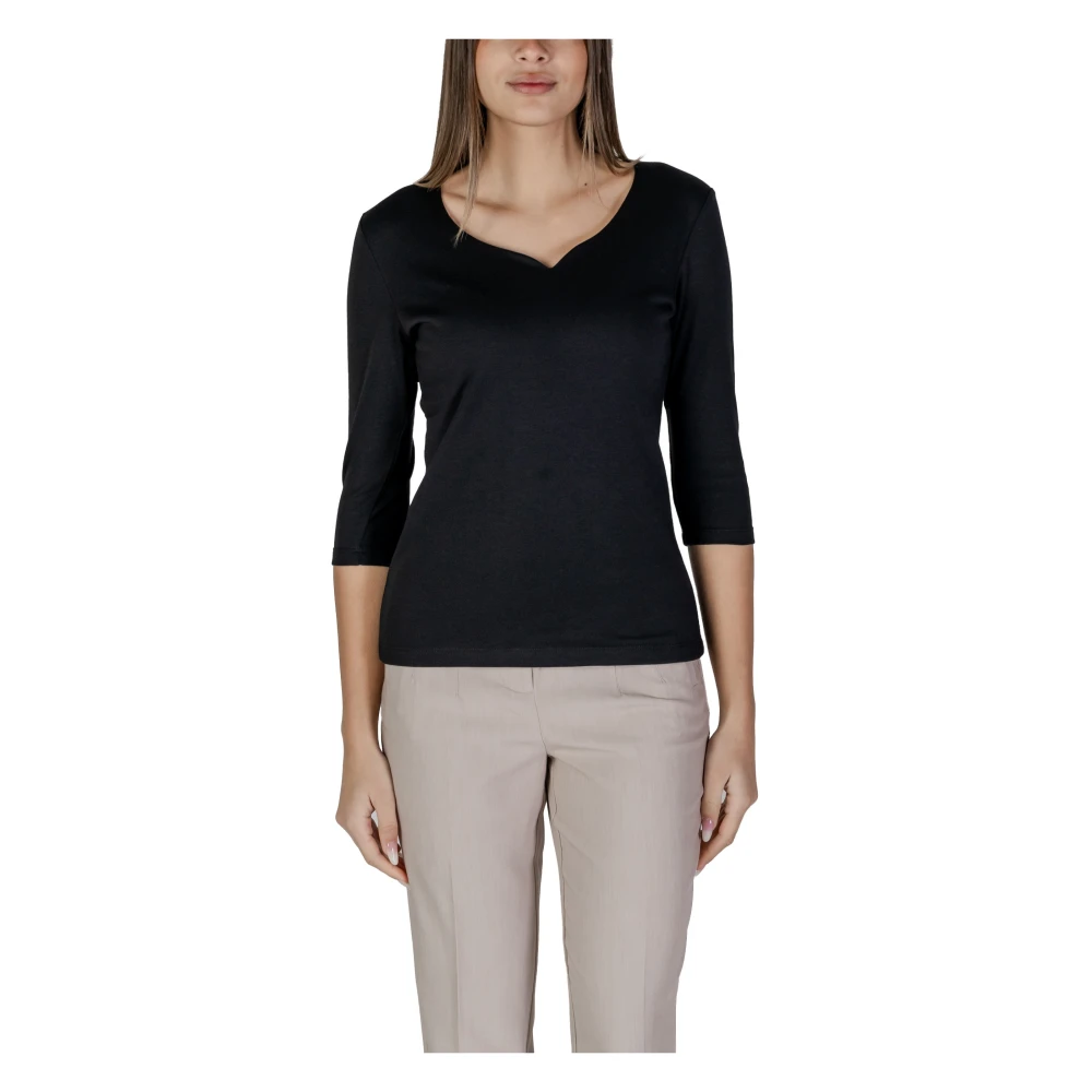 Street One Zwarte V-hals longsleeve T-shirt Black Dames