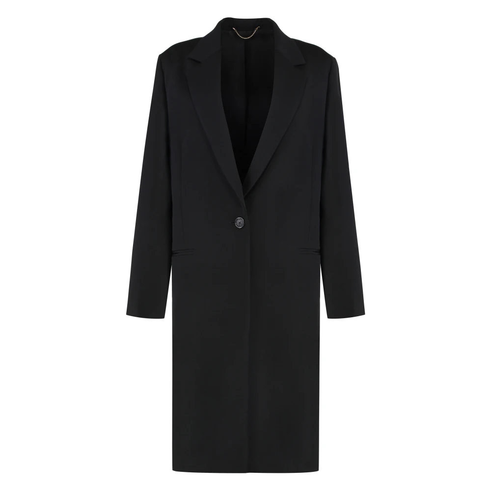 Totême , Single-Breasted Coats, Female, Black, M, Wool Lapel Collar Coat