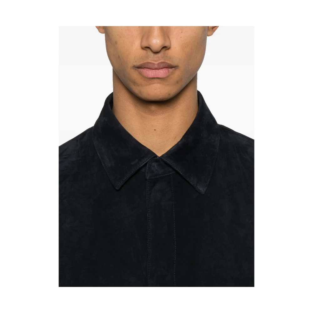 Emporio Armani Midnight Blue Overhemd met Drukknopen Blue Heren