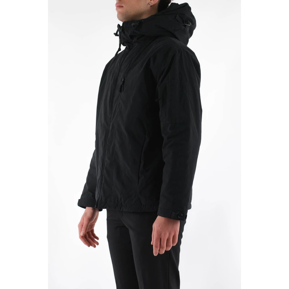 Aspesi Cotton Hooded Jacket Black Heren