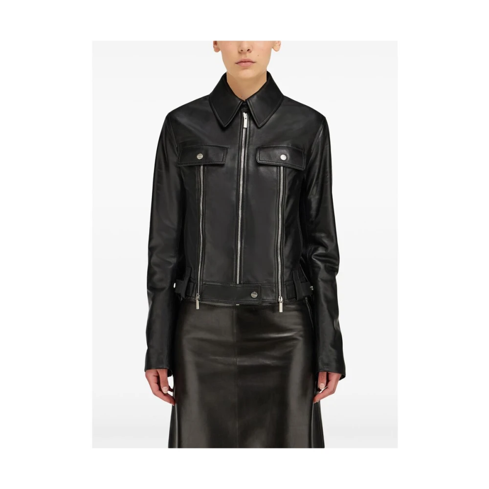 Salvatore Ferragamo Zwarte Leren Ritsjas Stijlvol Ontwerp Black Dames