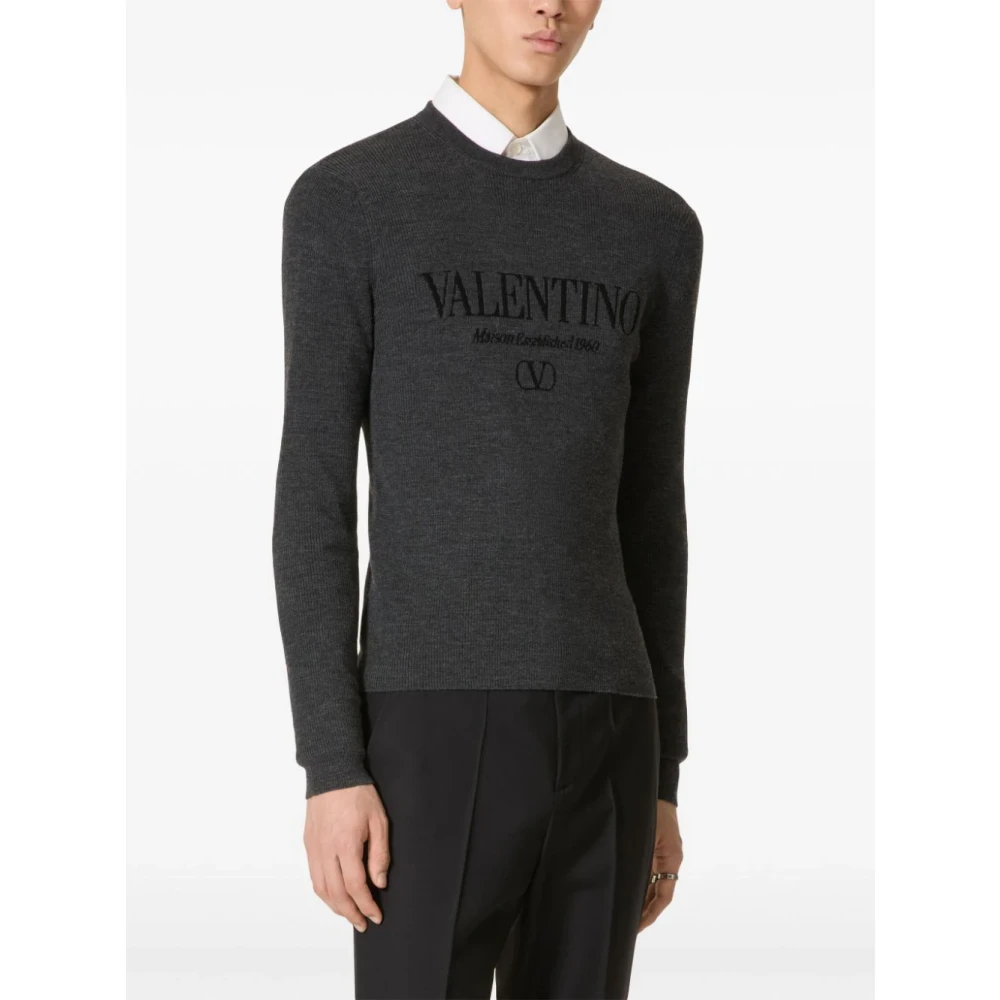 Valentino Antraciet Gebreide Trui Gray Heren
