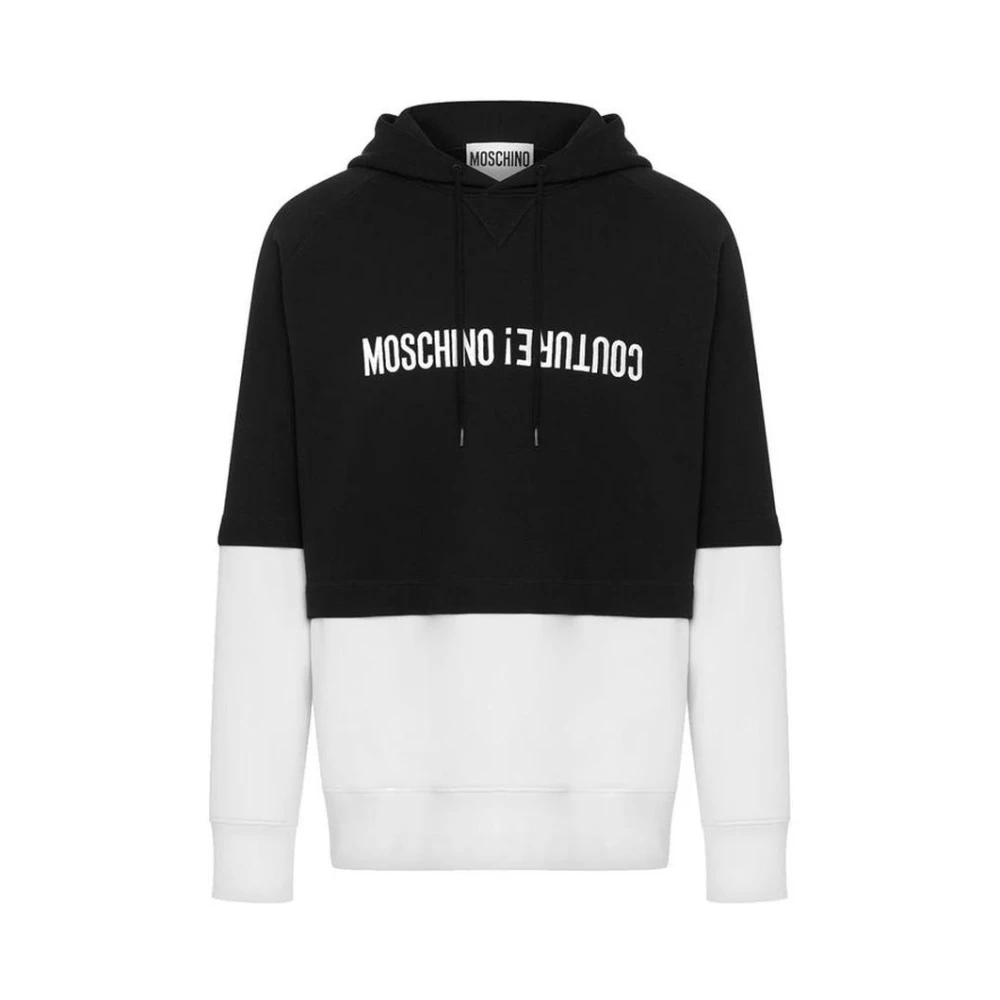 Moschino Men's Black Hoodies, M, Cotton Crewneck Sweatshirt