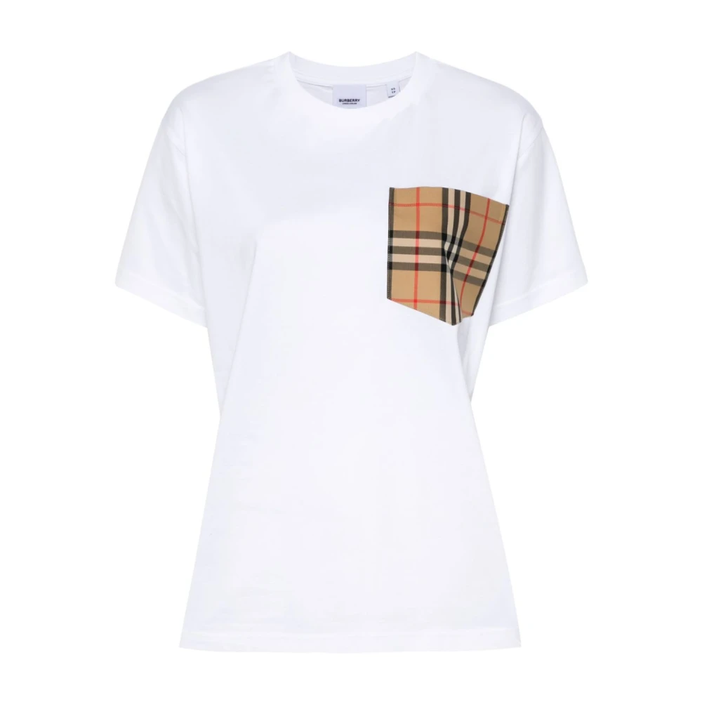 Burberry Stijlvol Wit T-Shirt met Ruitpatroon White Dames