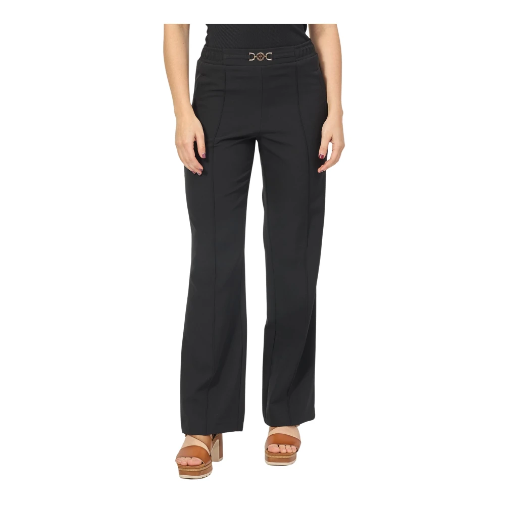 Fracomina Zwarte Bootcut Broek met Gouden Applicaties Black Dames