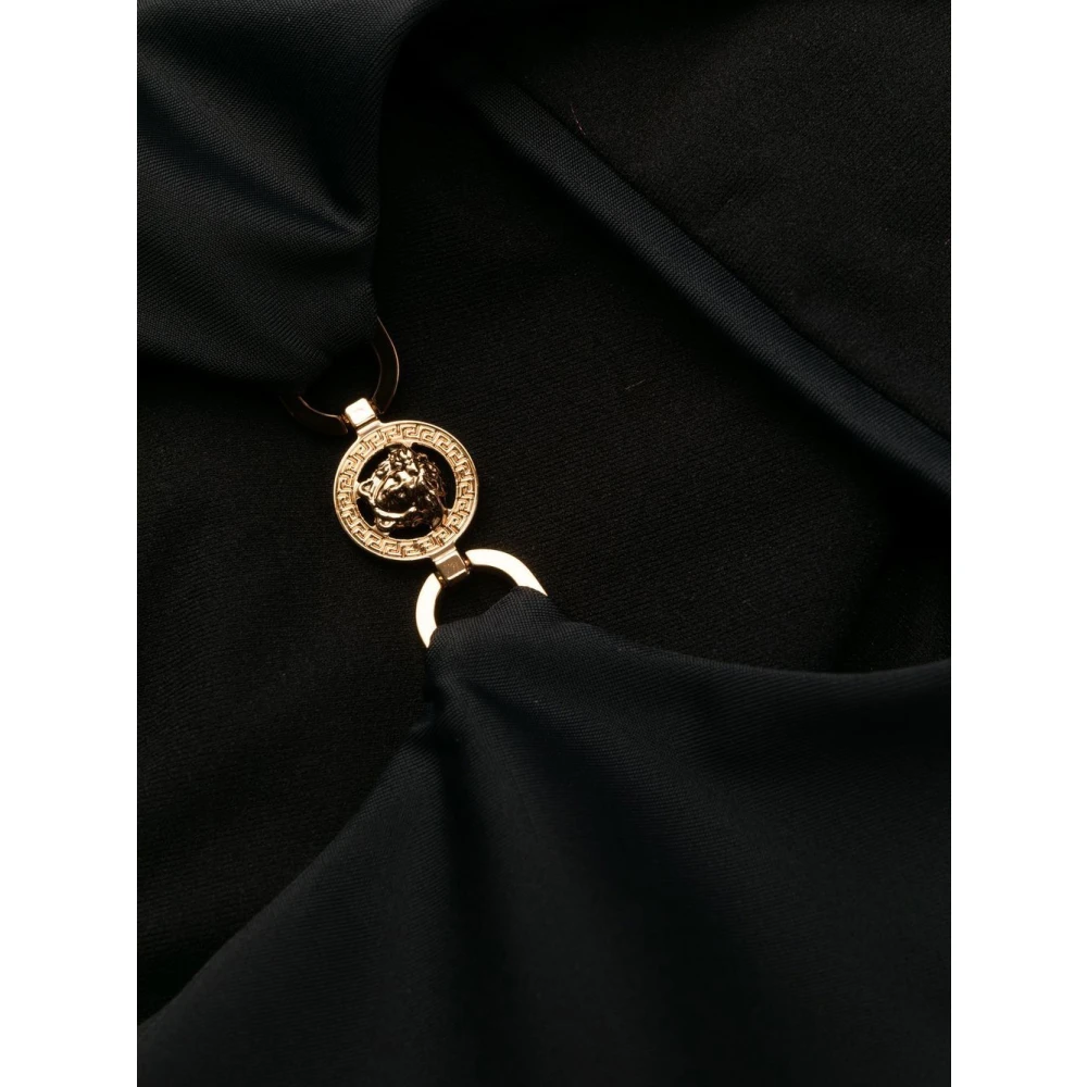 Versace Zwarte gerecyclede lycra badpak met uitsparingen en gouden Medusa-kettingen Black Dames