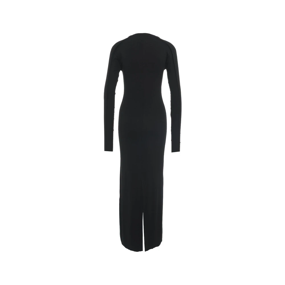 Thom Krom Zwarte Maxi Jurk V-Hals Elegante Stijl Black Dames