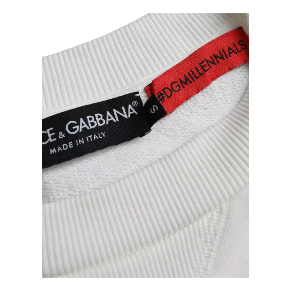 Dolce & Gabbana Geborduurd Logo Katoenen Sweatshirt White Heren