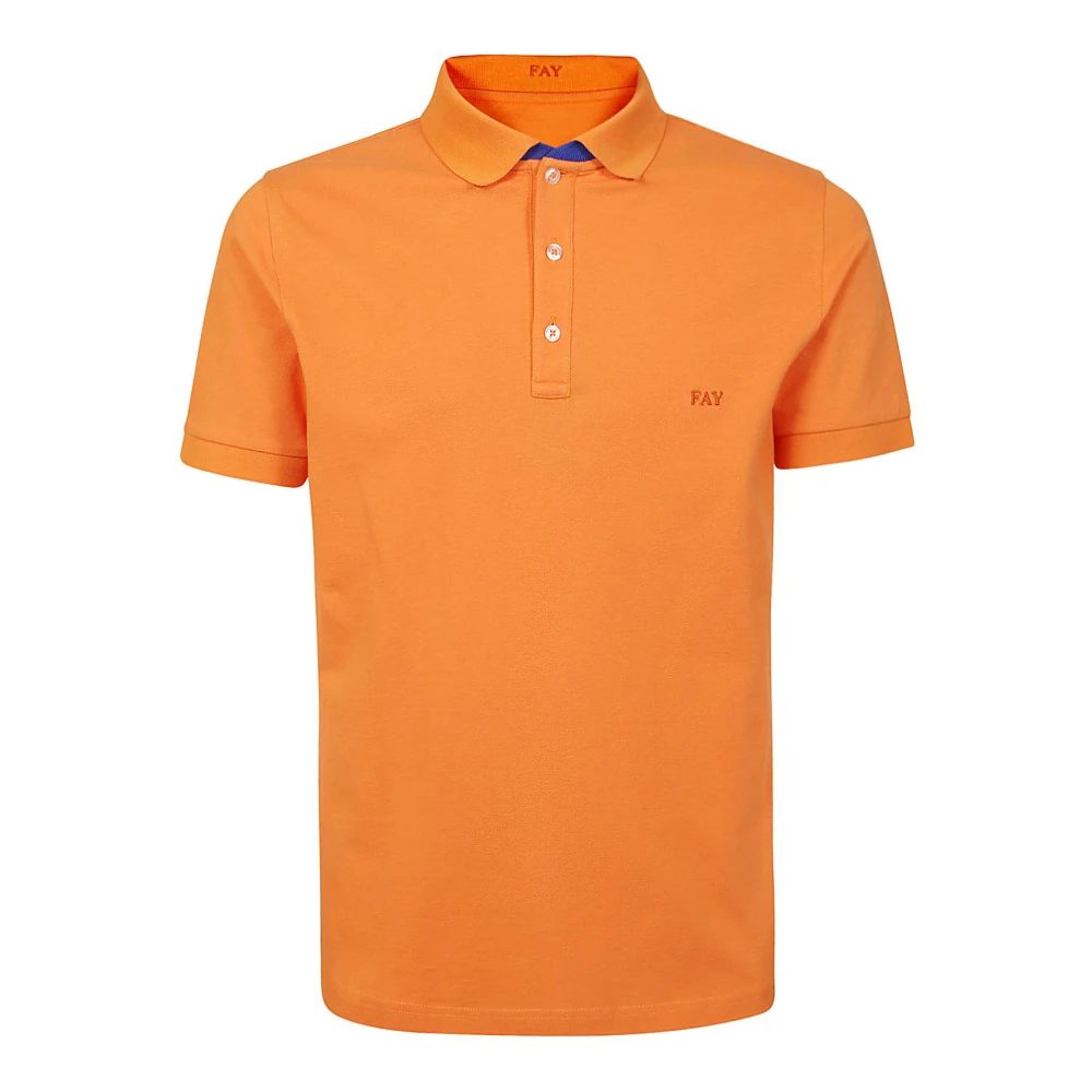 Fay Stretch bomull polotröja orange Orange, Herr